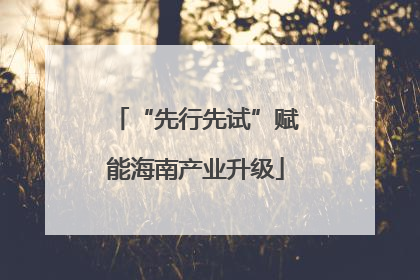 “先行先试”赋能海南产业升级