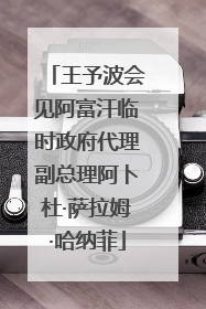 王予波会见阿富汗临时政府代理副总理阿卜杜·萨拉姆·哈纳菲
