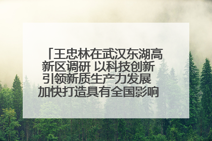 王忠林在武汉东湖高新区调研 以科技创新引领新质生产力发展 加快打造具有全国影响力的科技创新高地