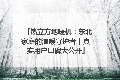 热立方地暖机：东北家庭的温暖守护者｜真实用户口碑大公开