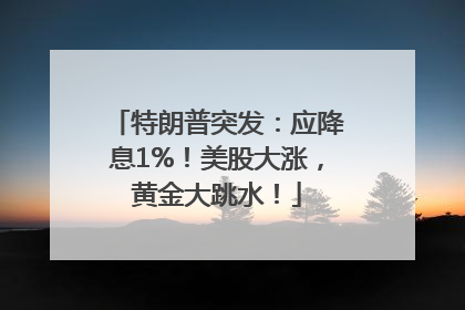 特朗普突发：应降息1%！美股大涨，黄金大跳水！
