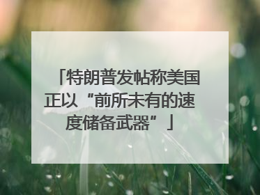 特朗普发帖称美国正以“前所未有的速度储备武器”