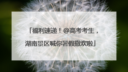 福利速递！@高考考生，湖南景区喊你暑假撒欢啦