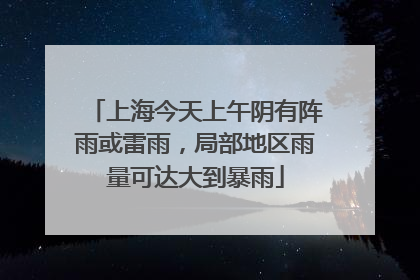 上海今天上午阴有阵雨或雷雨，局部地区雨量可达大到暴雨