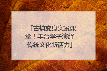 古镇变身实景课堂！丰台学子演绎传统文化新活力