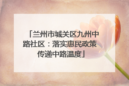 兰州市城关区九州中路社区：落实惠民政策 传递中路温度