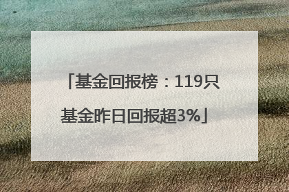 基金回报榜：119只基金昨日回报超3%