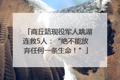 商丘籍现役军人跳湖连救5人：“绝不能放弃任何一条生命！”