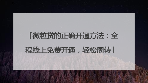微粒贷的正确开通方法：全程线上免费开通，轻松周转