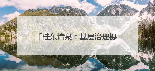 桂东清泉：基层治理提效能 改善民生增福祉