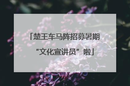 楚王车马阵招募暑期“文化宣讲员”啦