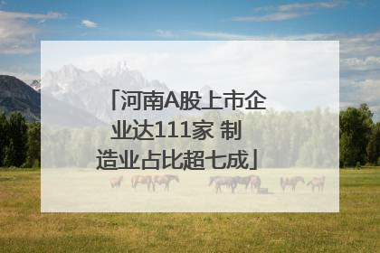 河南A股上市企业达111家 制造业占比超七成
