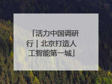 活力中国调研行｜北京打造人工智能第一城