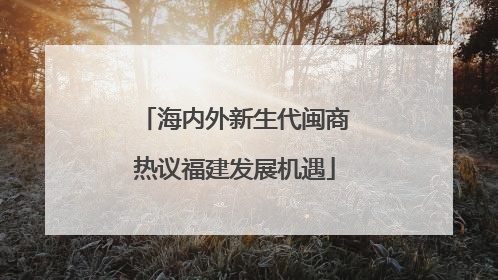 海内外新生代闽商热议福建发展机遇