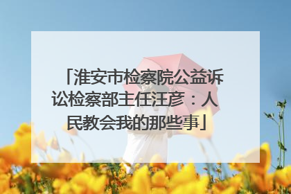 淮安市检察院公益诉讼检察部主任汪彦：人民教会我的那些事