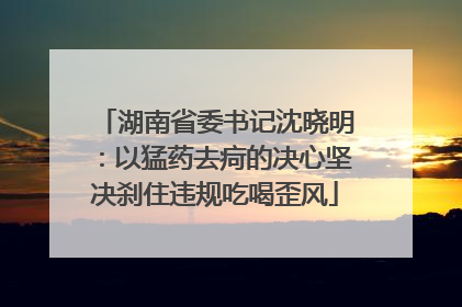 湖南省委书记沈晓明：以猛药去疴的决心坚决刹住违规吃喝歪风
