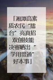 湘潭高素质农民“擂台”亮真招 双创技能决赛晒出“学用贯通”好本事