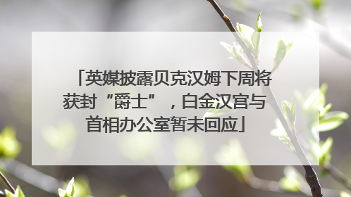 英媒披露贝克汉姆下周将获封“爵士”，白金汉宫与首相办公室暂未回应