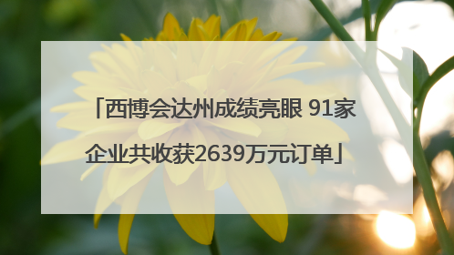 西博会达州成绩亮眼 91家企业共收获2639万元订单