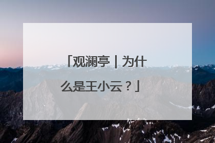 观澜亭｜为什么是王小云？