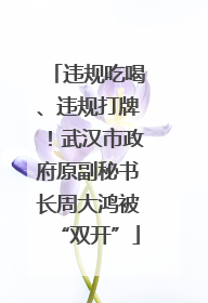 违规吃喝、违规打牌！武汉市政府原副秘书长周大鸿被“双开”
