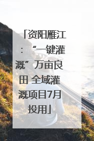 资阳雁江：“一键灌溉”万亩良田 全域灌溉项目7月投用