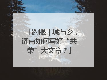 趵眼｜城与乡，济南如何写好“共荣”大文章？