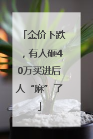 金价下跌，有人砸40万买进后人“麻”了