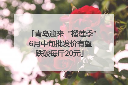 青岛迎来“榴莲季” 6月中旬批发价有望跌破每斤20元