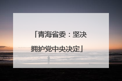 青海省委：坚决拥护党中央决定