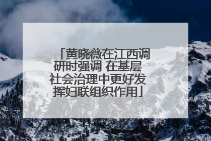 黄晓薇在江西调研时强调 在基层社会治理中更好发挥妇联组织作用