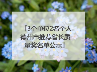 3个单位2名个人 德州市推荐省长质量奖名单公示