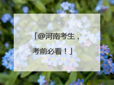 @河南考生，考前必看！