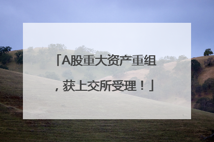 A股重大资产重组，获上交所受理！